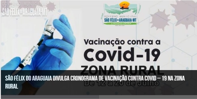 São Félix do Araguaia divulga cronograma de vacinação contra Covid – 19 na zona rural