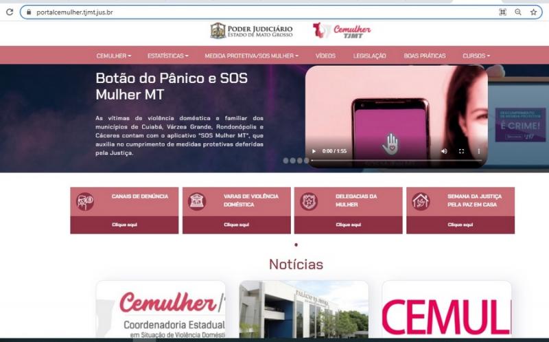 Justiça de Mato Grosso cria website para levar informações sobre o combate a violência contra mulher
