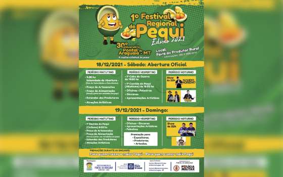 1º Festival Regional do Pequi acontece nesse final de semana (18 e 19) em Pontal do Araguaia