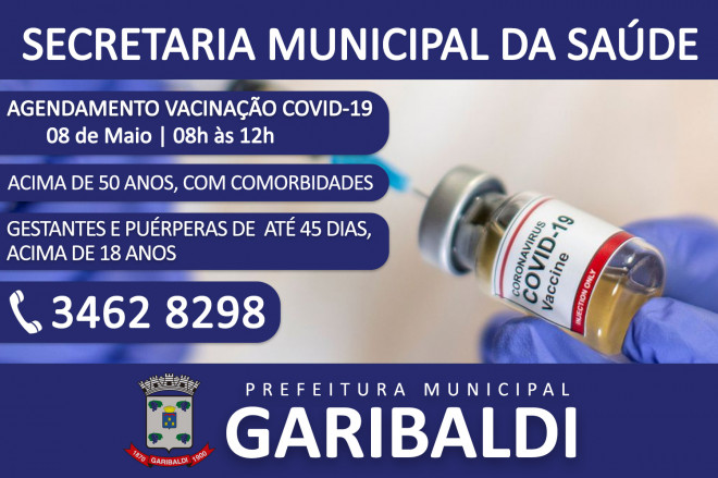 Agendamento para vacinação em Garibaldi será no sábado,08