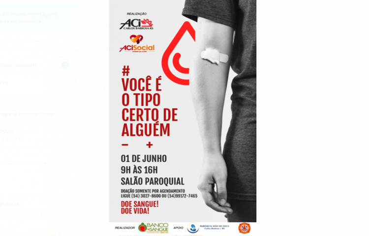 Campanha de doação de sangue e plasma convalescente em Carlos Barbosa