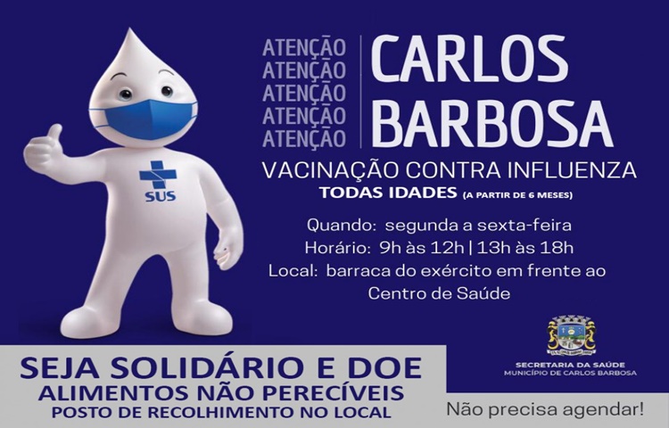 Vacina contra a gripe em Carlos Barbosa, está disponível para todas as idades
