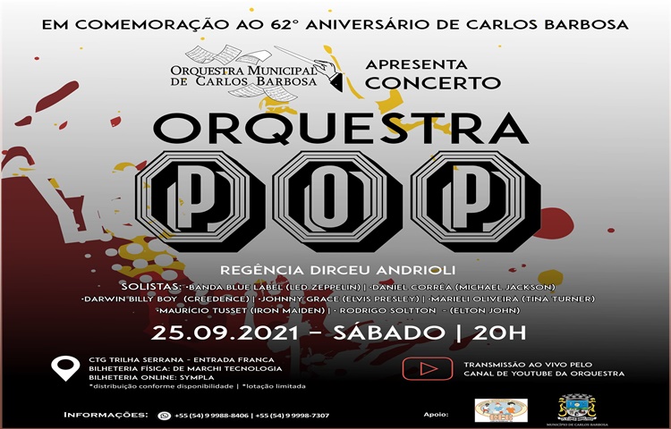 Orquestra Municipal de Carlos Barbosa fará espetáculo nos 62 anos do município