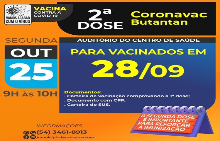 Barbosa realiza aplicação de segundas doses da AstraZeneca e Coronavac