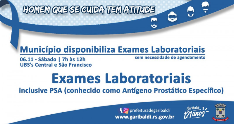 Garibaldi irá disponibilizar exames laboratoriais no sábado, 06