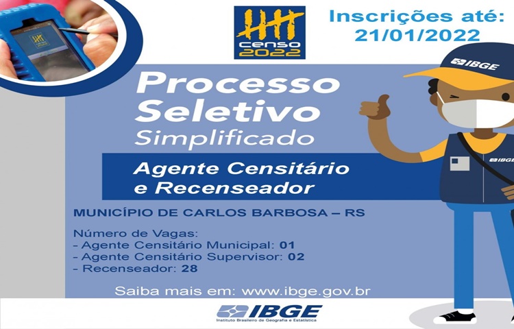 IBGE prorroga datas para inscrições nas vagas ofertadas para o Censo 2022