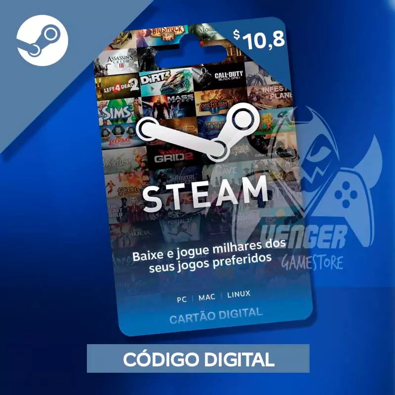 Comprar Cartão Steam Pré Pago R$ 10 Reais