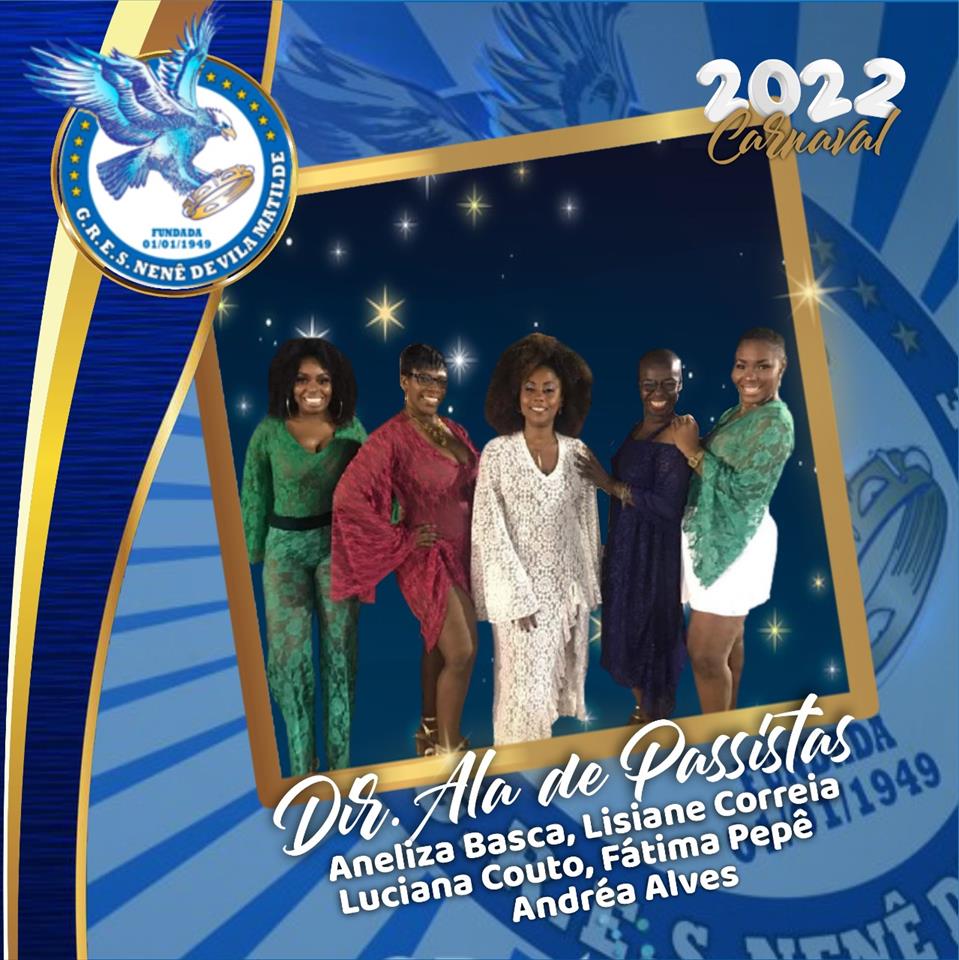 QUINTETO FORMAM A DIRETORIA DA ALA DAS PASSISTAS DE BAMBAS PARA O PRÓXIMO CARNAVAL