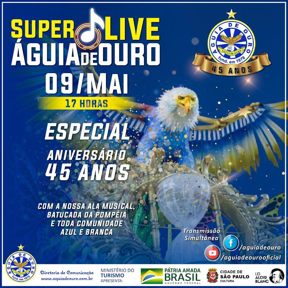 45 ANOS DE ÁGUIA DE OURO SERÁ COMEMORADO COM LIVE ESPECIAL NO DIA (9)
