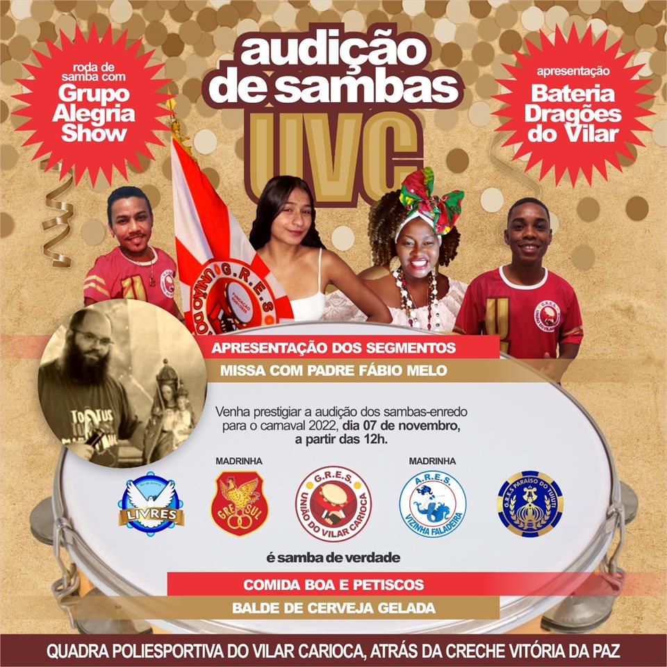 União do Vilar apresenta equipe e sambas concorrentes no domingo