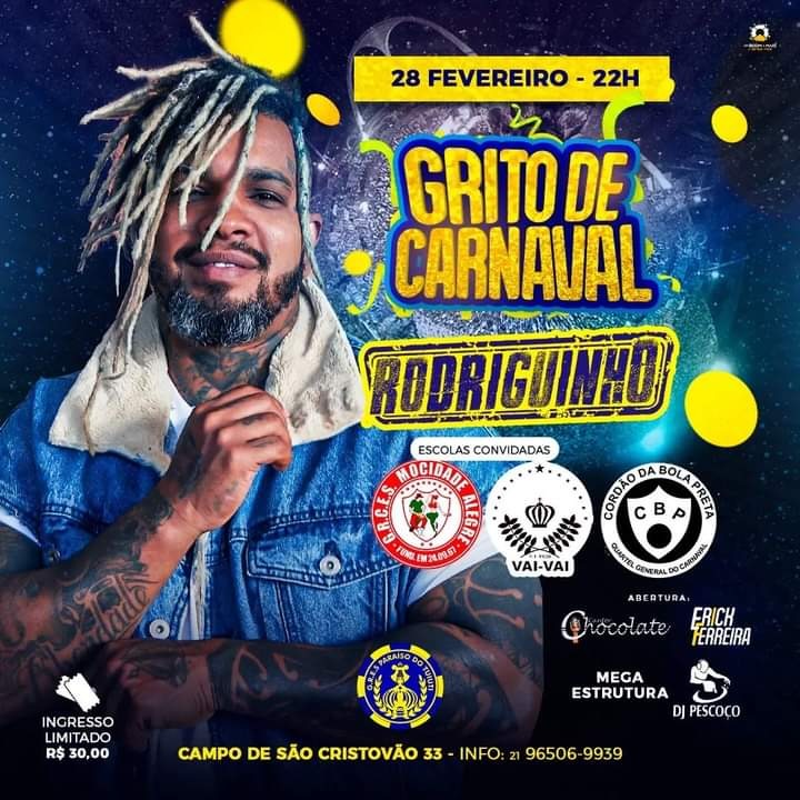 GRITO DE CARNAVAL DA TUIUTI SERÁ NO DIA (28) COM GRANDES ATRAÇÕES