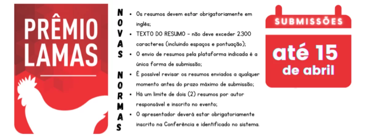 Prêmio Lamas recebe resumos científicos só até a próxima sexta-feira, 15