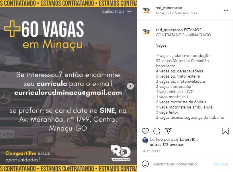 R&D Mineração e Construção - vagas de motoristas