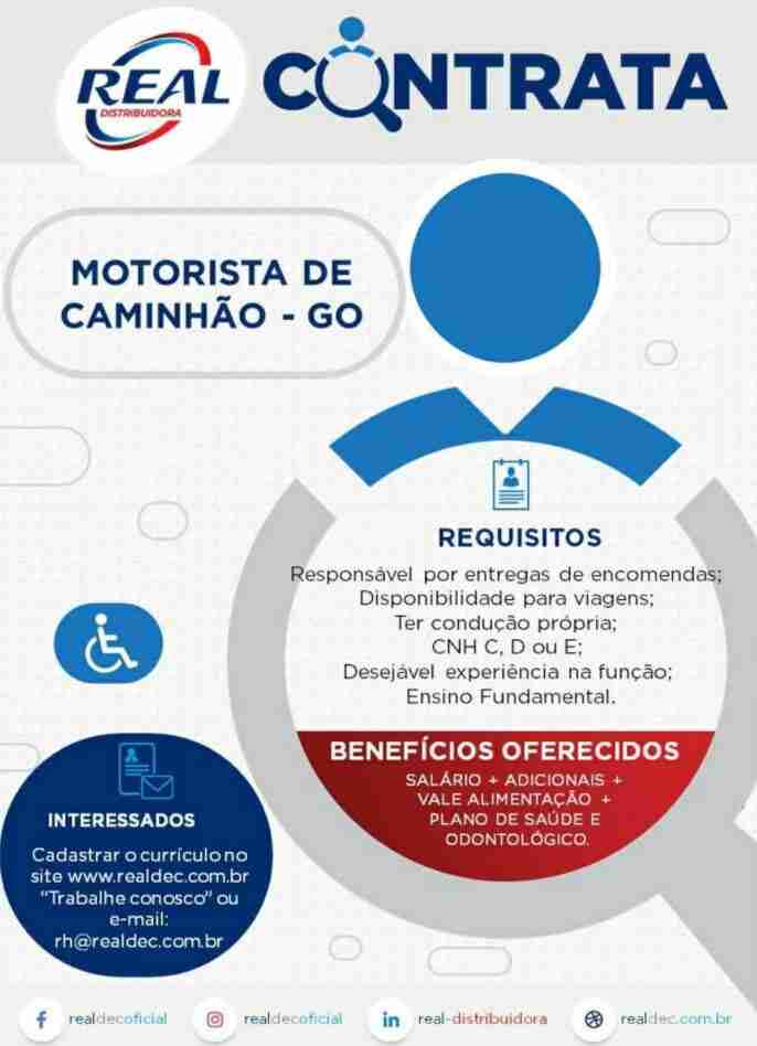 Vagas de motoristas na Real Distribuidora