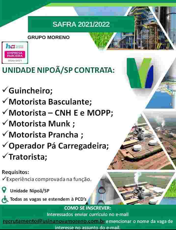 Vagas para motoristas no Grupo Moreno