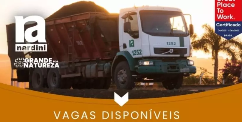 A foto mostra um caminhão da Nardini Agroindustrial