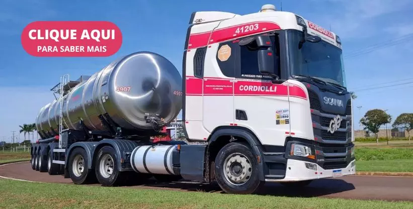 A foto mostra uma arreta da Cordiolli Transportes