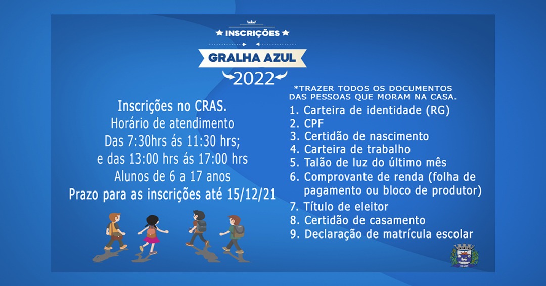 INSCRIÇÕES GRALHA AZUL